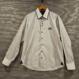 Absolute Rebellion Light Blue Pinstripe Mens SZ XXL Long Sleeve Button Up Shirt